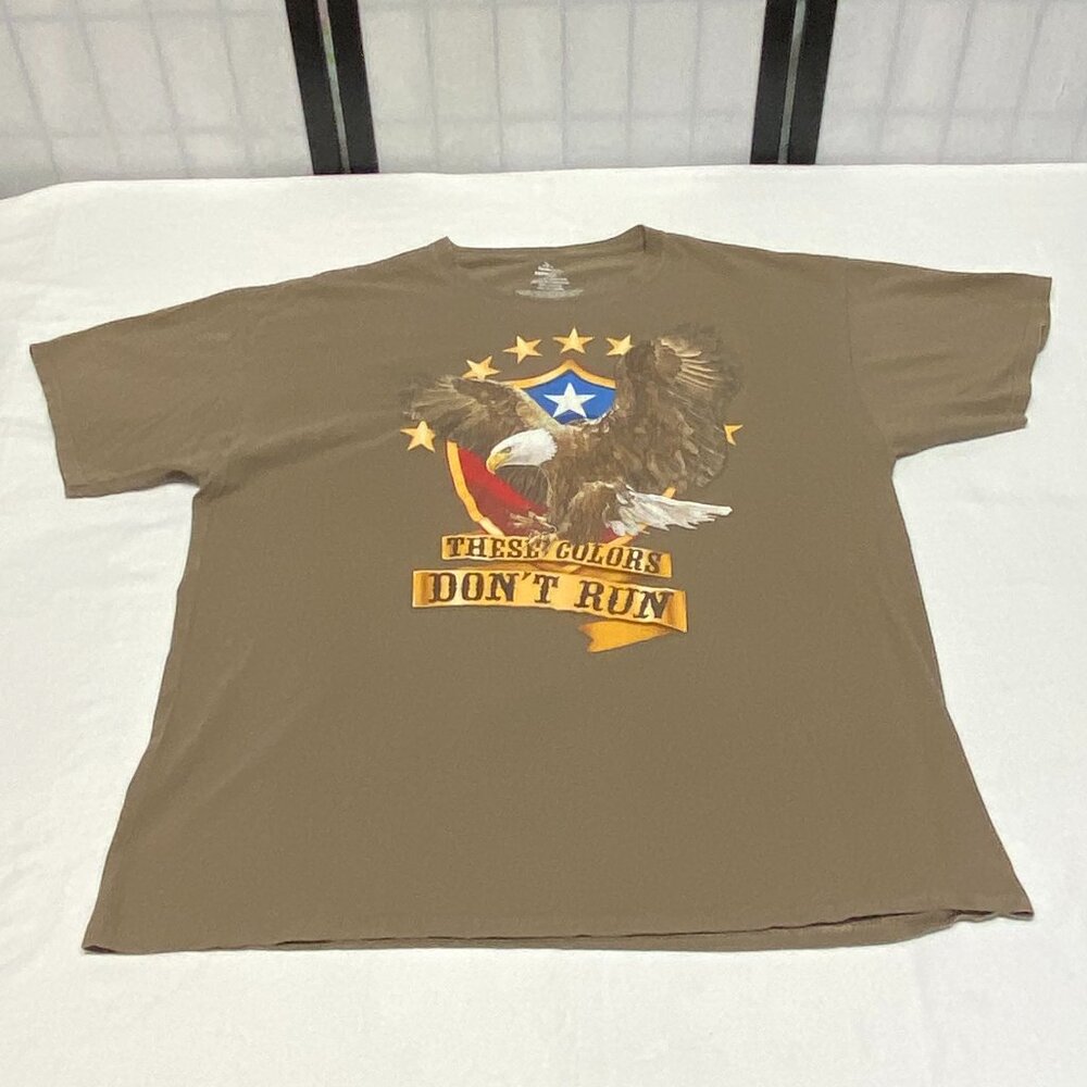 Celebrate Patriotic These Colors Don't Run Eagle Shield Graphic Tee Shirt Tan XL - Picture 7 of 10